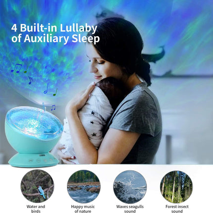 Night Light Projector, Ocean Wave Night Light for Kids Room, Remote and Timer, 7 Light Modes and Bulit-in Sound Machine, Mermaid Decor Birthday Christmas s (Blue)
