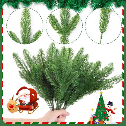 50 PCS Artificial Pine Branches Christmas Faux Pine Greenery Stems Fake Cedar Pine Needles Picks for Christmas Tree Wreath Garland DIY Crafts Holiday Home Decoration