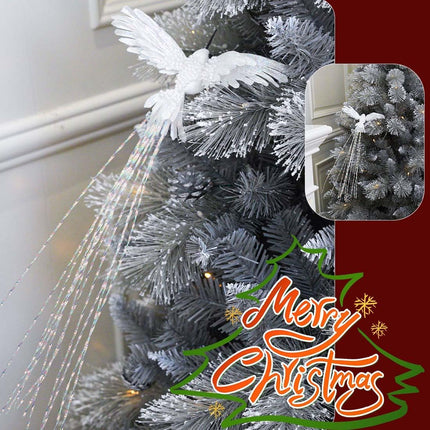 2 Pack Christmas Tree Ornaments Set White Silver Artificial Glitter Birds for Xmas Tree Garland Wreath Decoration for Home Holiday Wedding Party Decor 16.5 inch Bird Long Tail