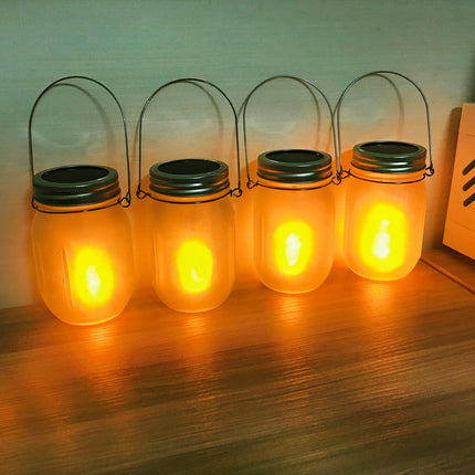 Solar Flicker Torch Lights, 6 Pack Waterproof Dancing Flicker Lanterns Lights Build-in Glass Mason Jar, Outdoor Patio Yard Desktop Party Halloween Xmas Decor Solar Lanterns