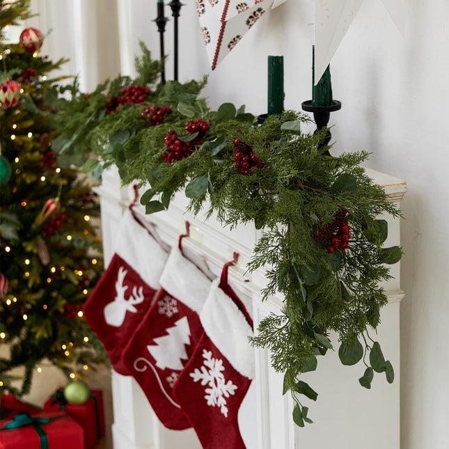 6.3FT Christmas 108 Branch Tips Artificial Cedar Garland, Anna's Whimsy Seasonal Artificial Pine Cypress Greenery Garland, Christmas Decorations Holiday Indoor Outdoor Christmas Decor Winter Garland