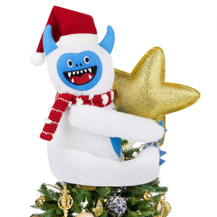 Christmas Tree Topper Snow Monster Decorations, Handmade Xmas Tree Ornaments Home Decor Hugger Decor Winter Holiday Festive Fits for Large 7-8ft Tree Fabric