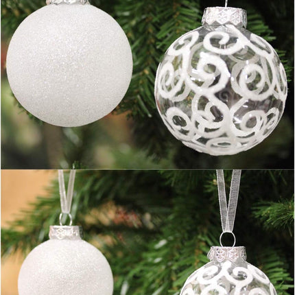SLEETLY 32pk Christmas Ornaments for Tree Holiday Xmas Decorations, Shatterproof Plastic 3.15/2.36 Inch Glitter Balls, Icicles and Snowflakes Set, White