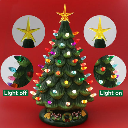Ceramic Christmas Tree Replacement Light Bulb Set, 140Pcs Multicolor Ceramic Christmas Tree Replacement Bulbs Medium Twist Light Ornaments and 3Pcs Topper Stars for Ceramic Christmas Tree