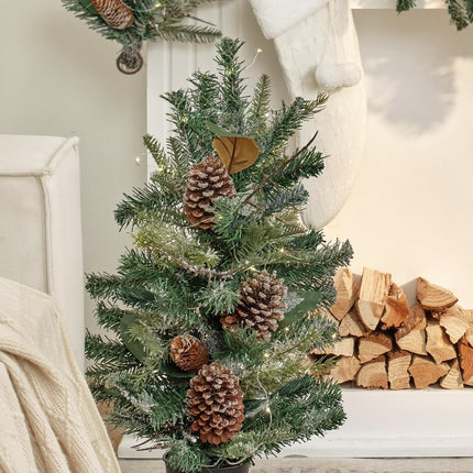 25 Inch Pre-lit Tabletop Christmas Tree, Artificial Mini Christmas Tree with String Lights, Tabletop Small Xmas Tree Perfect Christmas Decoration for Indoor, Living Room, Desktop