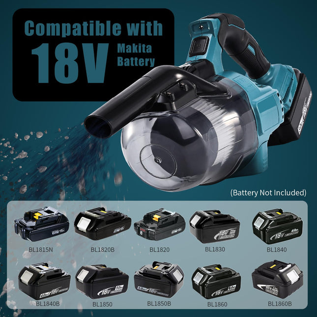 Cordless Handheld Vacuum Cleaner For Makita 18V Battery, Electric Portable Hand Vacuum Cleaner 16Kpa Powerful Suction For Car Floor Carpet + Washable Hepa Filter No Battery