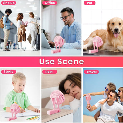 Battery Operated Portable Fan, Mini Rechargeable Handheld Fan,Small Foldable Fan,Quiet But Powerful Desk Fan Up To 10 Hrs Operat