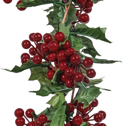 U'Artlines Total 11Ft Christmas Garland 2PCS Artificial Holiday Hanging Garlands Christmas Vine with Red Berries for Stairs Wall Fireplace Mantel Indoor Outdoor Decor (2pcs Red Berries Garland)