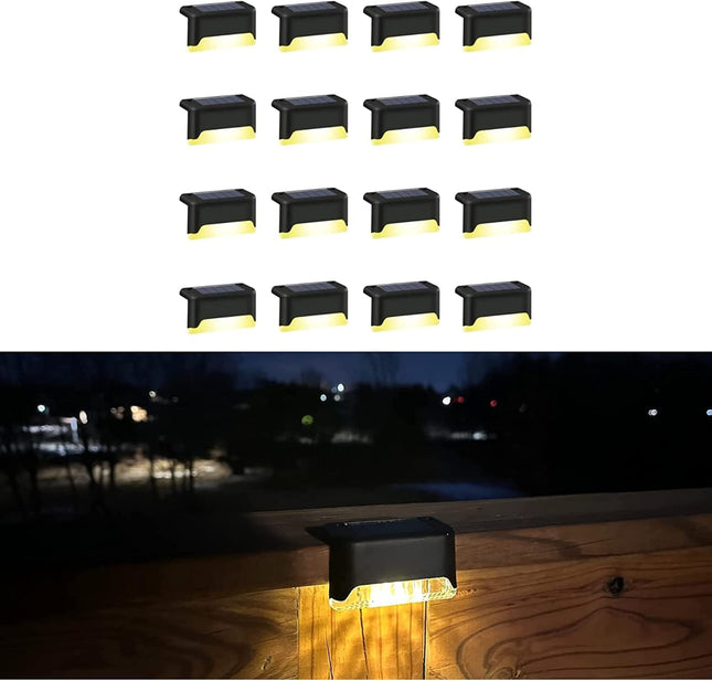Uniqus Solar Powered Outdoor Lights 16 Pack By Village Eight Waterproof Solar Lights For Stairs Pathway Deck Patio Garden Lights