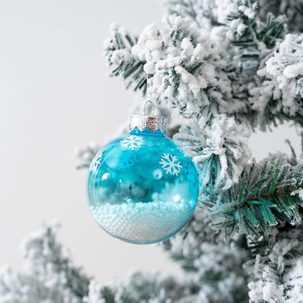 16PCS Light Blue Christmas Balls Ornaments, 3.15'' Shatterproof Clear Christmas Balls with Filler, Christmas Decorative Hanging Ornaments Set for Xmas Tree/Party/Holiday (Light Blue)