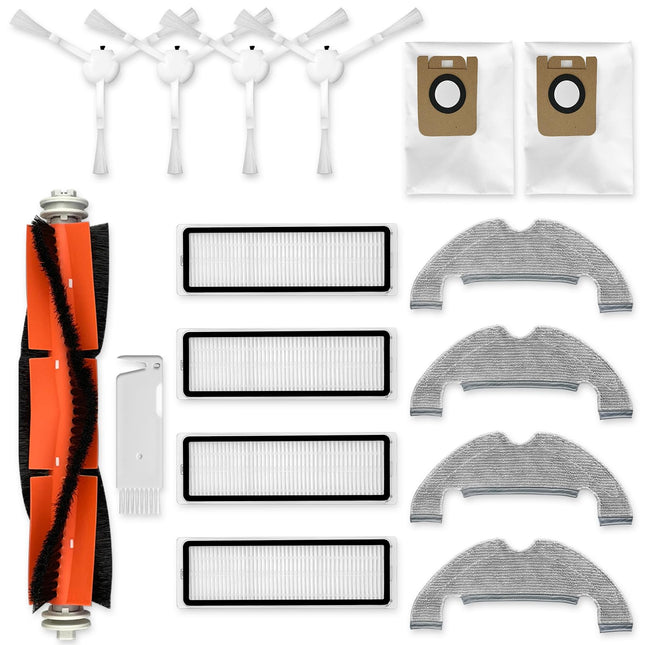 Accessories Compatible For Dreame D10 Plus Rls3D Spare Parts, 1 Main Brush 4 Side Brushes 4 Hepa Filters 4 Mop Pads 2 Dust Bags Parts