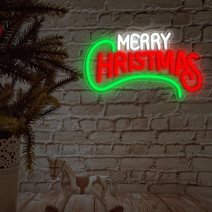 Merry Christmas Neon Light Signs, Dimmable USB Powerd Red Merry Christmas Neon Light For Wall Decor Festival Celebration, LED Green Christmas Neon Sign For Holiday Party Bar Decoration