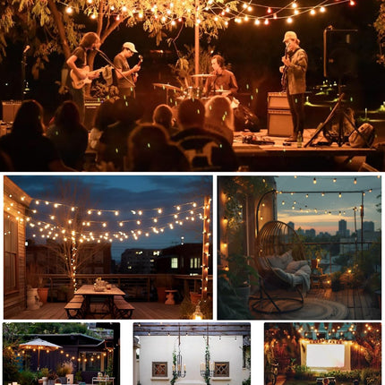 SUFEIMAS LED Outdoor String Lights Waterproof - 100FT(50FT2) Patio Lights with 34 Vintage Shatterproof Plastic Bulbs - IP65 Edison String Lights for Outside Backyard Balcony Bistro Cafe Garden
