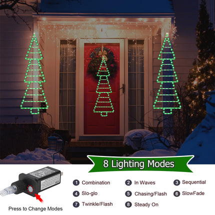 Christmas Decoration Lights, 4.8ft LED Ladder Lights, Christmas Hanging Lights, 8 Light Modes Plug-in Waterproof Christmas Lights for Indoor Outdoor, Wall, Window, Garden - Green