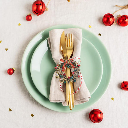 ZeeDix Christmas Wreath Napkin Rings Set of 6, Holiday Napkin Rings Christmas Napkin Ring Holders for Cloth Napkins, Xmas Napkin Rings for Christmas Thanksgiving Holiday Dinner Party Table Setting