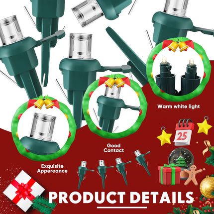 LED Christmas Lights Christmas Replacement Mini Light Bulbs 3 Volt 0.06 Watt Christmas Tree LED Light Bulb Xmas Lights with Green Base for Party Holiday Indoor Outdoor(Warm White,400 Pieces)