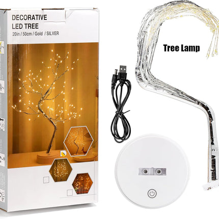 Hbaushun 20" Tabletop Bonsai Tree Light, 108 LED Fairy Light Spirit Tree, Battery/USB Operated, Touch Sensor Switches, DIY Artificial Tree Lamp for Bedroom Desktop Christmas Room Decor (Warm White)