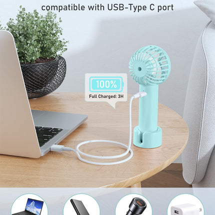 Handheld Fan Mini Portable Fan Rechargeable Battery Eyelash Fan Usb Powered 3Speed Powerful Makeup Fan, Small Fan With Base