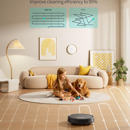 Honiture Robot Vacuum And Mop Combo, 4500Pa Strong Suction Robot Vacuum Cleaner With Selfcharging, 180Mins Run, App&Remote&Voice Control, Superslim, Ideal For Pet Hair G20 Pro