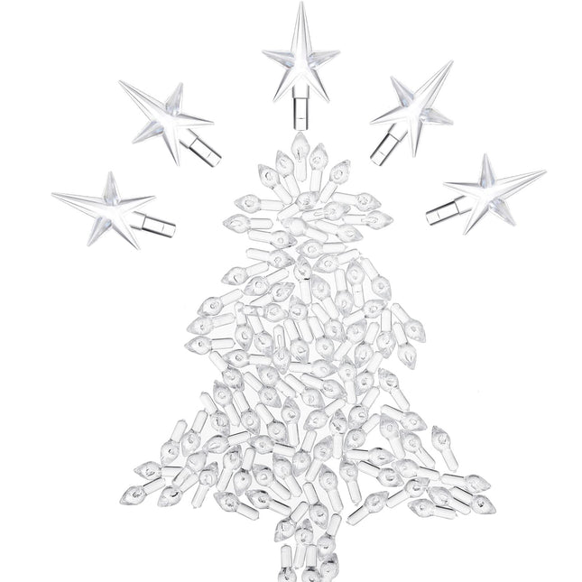 Boao 100 Pieces Ceramic Christmas Tree Bulbs and 5 Stars Replacement Plastic Tree Bulbs for Ceramic Christmas Tree Decorations(3.8 mm Diameter,Transparent)
