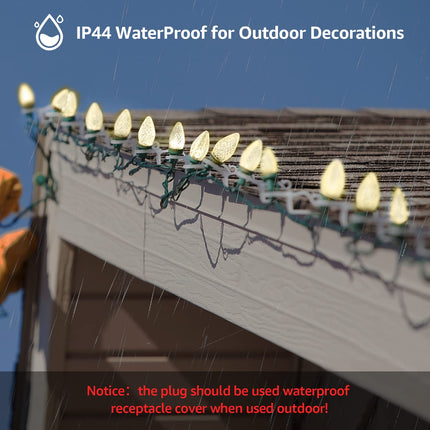 SHARKSTAR C9 LED String Lights, 31.5ft, WarmWhite, Outdoor Christmas Decorations, Connectable, Waterproof, UL