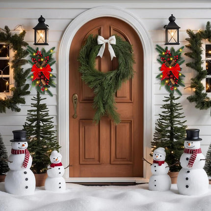 2Pack Christmas Swags Cordless Prelit Stairway Teardrop Swag Wreath Staircase Garland Christmas Decorations for Home Outdoor Garden(About 24In)