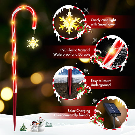 HELESIN 24Pack Candy Cane Christmas Lights Waterproof and Durable Candy Cane Lights Solar Candy Cane Lights Outdoor Yard, Patio, Garden Decorations