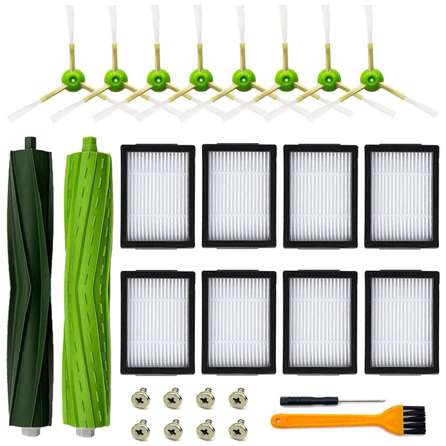 Parts Compatible For Irobot Roomba I3 I3+ I5 I5+ J5 J5+ I4 I4+ I6 I6+ I7 I7+ I8 I8+J7 Plus E5 E6 E7 I,E &J Series Vacuum Cleaner, 1 Set Rubber Brush,8 Filters,8 Side Brushes