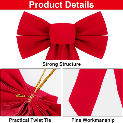 ANVAVO 24 Pack Red Velvet Christmas Bows 9 x 13 inches Holiday Christmas Bows Christmas Wreaths Decoration