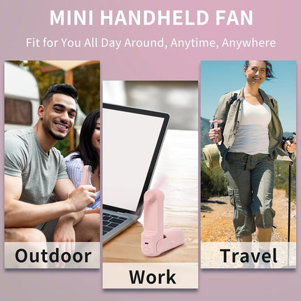 Personal Fan Handheld Mini Fan, 3 In 1 Hand Fan Foldable, Portable Fan Usb Rechargeable Small Pocket Fan Make Up Fan, 2500Mah