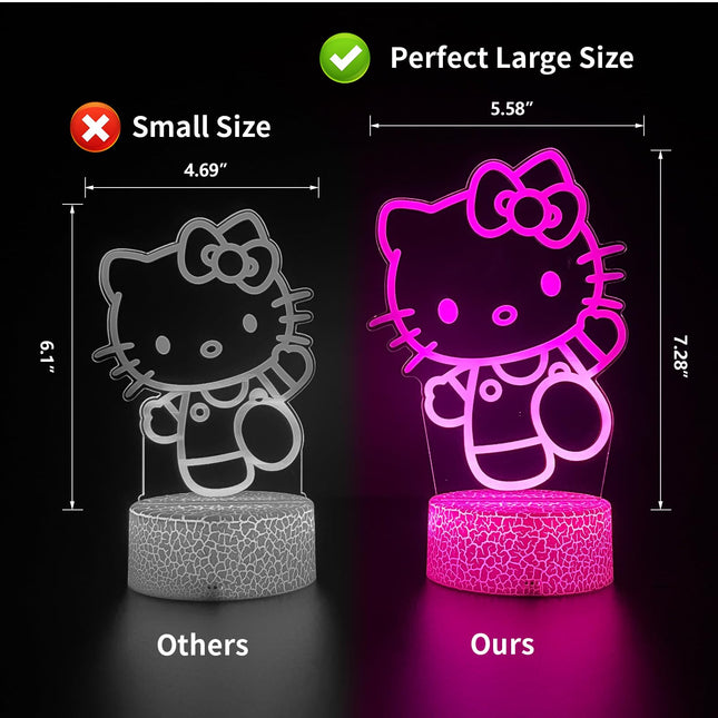 Cat Night Light Cute Night Light - Anime Charater 16 Color Change Decor Kitty Lamp with Remote, Dim, Timer,Kids s for Christmas Birthday