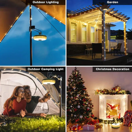 65.6ft Camping String Lights,USB Rechargeable Outdoor String Lights with 8 Lighting Modes Warm White, Portable Camping Lights for Yard,Hiking,Decoration,Holiday Christmas