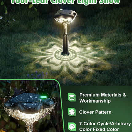 Solar Pathway Lights Outdoor, 8Pack Solar Lights for Outside Garden, 3 Mode Clover Solar Yard Lights Bring Luck, Solar Powered Path Lights Maintain 14h for Landscape Lighting Lawn Walkway Decorative