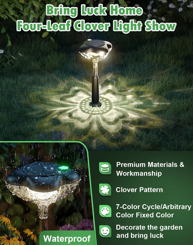 Solar Pathway Lights Outdoor, 8Pack Solar Lights for Outside Garden, 3 Mode Clover Solar Yard Lights Bring Luck, Solar Powered Path Lights Maintain 14h for Landscape Lighting Lawn Walkway Decorative