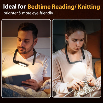 Neck Reading Light Book Lovers s, Rechargeable 2000mAh 10-80Hrs Eye-friendly Wide Lamp Booklight, Birthday Christmas Stocking Stuffers for Men Women Readers, Camping Knitting Crochet Accessories