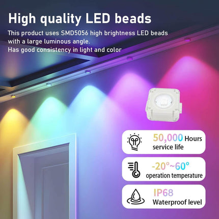 Eternity Lights - Permanent Outdoor Lights with App & Remote, RGB+IC Smart Eaves Lights IP68 Waterproof, Year-Round House Roof Outdoor Lighting for Christmas, Holiday, 30LEDs, 50ft, Extendable