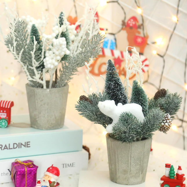 SUPREME XMAS 2 PCS Mini Christmas Tree, Christmas Table Centerpieces Decorations Artificial Small Christmas Tree with Ornaments for Indoor Home Thanksgiving Xmas Holiday Party Tabletop Decor