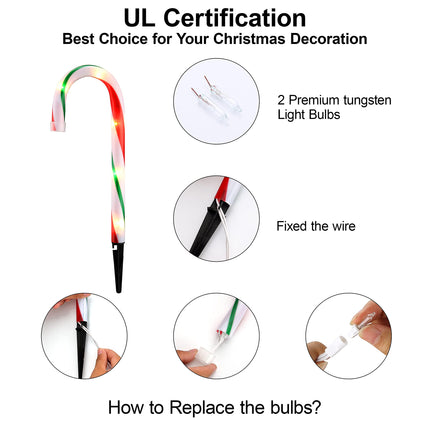 Ultimate Unicorn 10" Christmas Candy Cane Lights (10PCS) for Landscape Decoration, Outdoor Pathway Makers Lights, Candy Cane Walkway Lights Red & Green(Include Stakes)