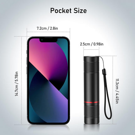 Blukar Rechargeable Flashlight, Super Bright Adjustable Focus Flashlights | 4 Lighting Modes, Long Lasting, Waterproof Small Mini LED Flash Light for Power Cuts, Emergency, Camping, Hiking, Outdoor - Black