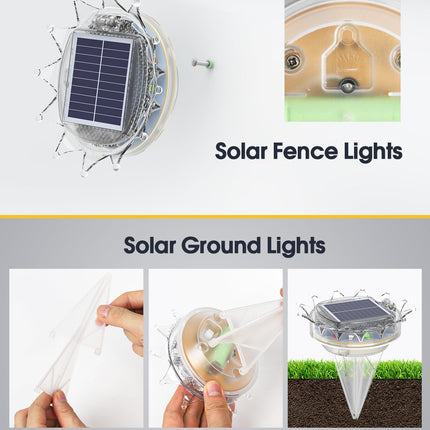 6 Pack Solar Christmas Decorations Lights, 2 in 1 Christmas Lights Outdoor Waterproof, Christmas Wall Decor with 10 Modes, Christmas Fence Lights for Outside Rail Porch Backyard Garden Patio Pathway