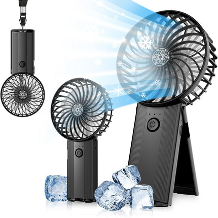 Portable Handheld Fan Black,Rechargeable Small Personal Fan,15H Max Cooling Time,4 Speeds Battery Operated Fan,Women,Men'S Travel