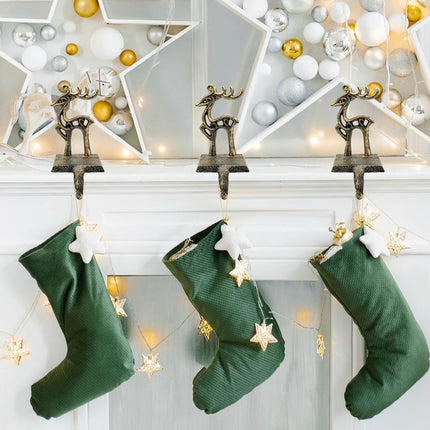 6 Pieces Reindeer Christmas Stocking Holder Christmas Hooks Skid Mantel Hooks Hanger for Fireplace Standing Christmas Decorations