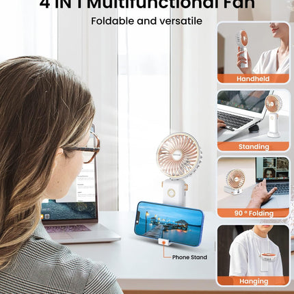 Personal Fan, Portable Fan Rechargeable, 3600Mah Handheld Fan That Blow Cold Air, 4 In 1 Necklace Fan, Mini Hand Fan For Travel