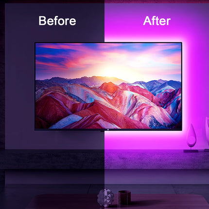 GIPOYENT TV Light Strip, Music Sync LED TV Backlights, for 32-50 Inch TV, LED TV Light with Bluetooth Function - RGB Color Changing Light Strip for Home Theater (9.8ft)