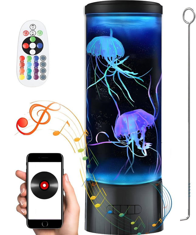 CALOVER Jellyfish Night Light Lamp with Bluetooth Speaker White Noise Large Size Smart Sensory Synthetic Jelly Fish Tank Mood Lamp, Cool Birthday Christmas All Holiday s for Adults Kids