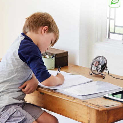 Xasla 4 Inch Small Usb Desk Fan, Mini Quiet Fan With Metal Construction Strong Airflow 360°Adjustable Tilt Angle, Personal Coolin