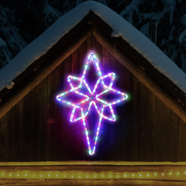 22 Inch Large Star of Bethlehem Outdoor Lights, 360 LED Neon Motif Bright LEDs Outdoor Christmas Nativity Scene Yard Porch with Standard Adaptor Waterproof for Wall Hanging (Colorful)