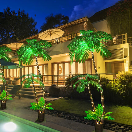 Lighted Artificial Palm Tree for Outside Patio,6 FT Lighted Christmas Palm Tree Decorations Decor,Fake Palm Trees Pool Decorations Outdoor for Tiki Bar Tropical Party Housewarming