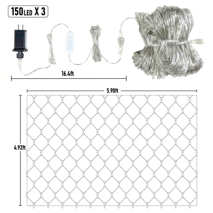 Smart Net Lights Outdoor APP Programmable, 3 Pack 150 LEDs 4 x 6 ft Christmas Net Lights for Bush, 58 Modes Dimmable Connectable RGB Mesh Lights for Xmas Bushes Diwali Decorations for Home Schedule