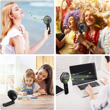 Personal Handheld Fan, Portable Usb Rechargeable Battery Operated Desk Fan With 5200Mah Power Bank Led Screen Function, 5 Speeds